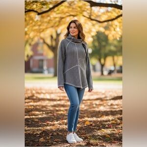 Prana Women’s Sweater Pullover Gray Wool Blend Size M